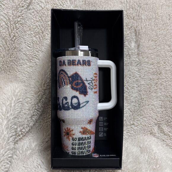 NEW! NFL Bling‎ Colossal Rhinestone Tumbler / Chicago Bears Licensed 46 OZ